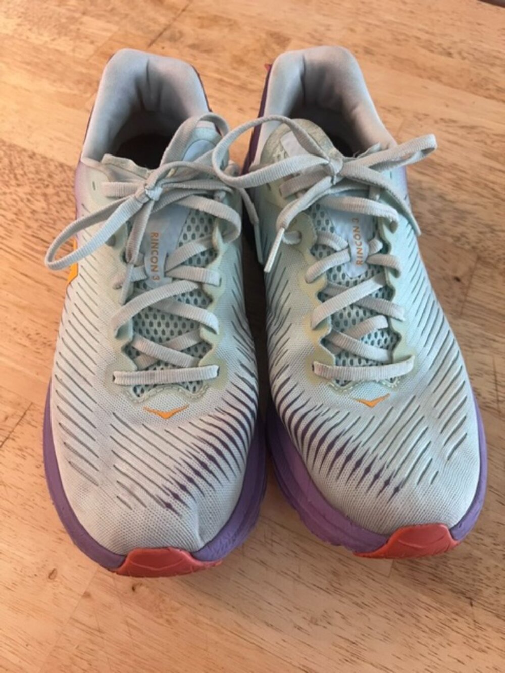 HOKA ONE ONE Rincon 3 Women's running shoes Size 7.5 mesh upper purple & orange